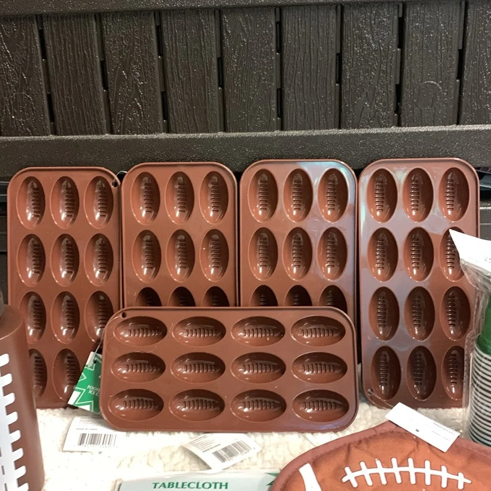 Football Party 40 pc Set Tablecloth Straws Coasters Coozie Ice Trays Cups & More